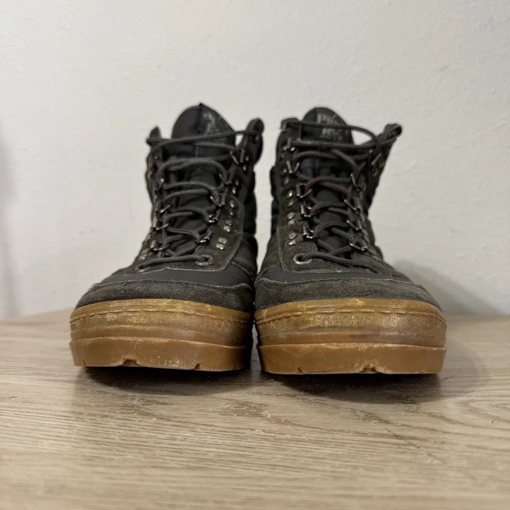Pine Ridge‎ Gray Suede and Nylon High Top Gum Sole Sneakers Mens Size 10